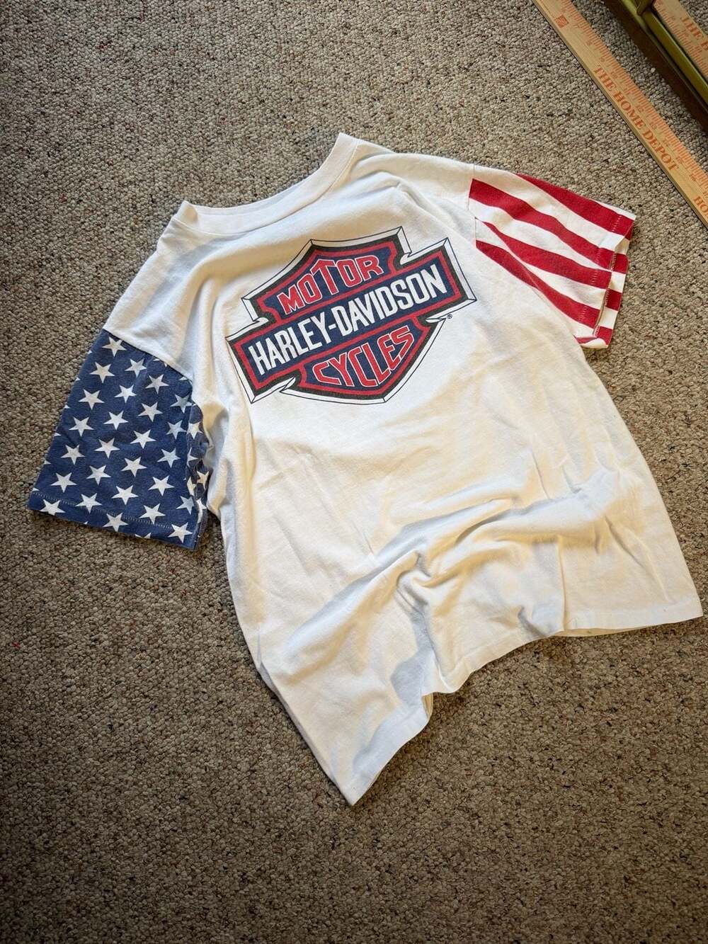 Vintage Harley-Davidson Kegel Rockford IL American Flag Sleeve T-Shirt Size M